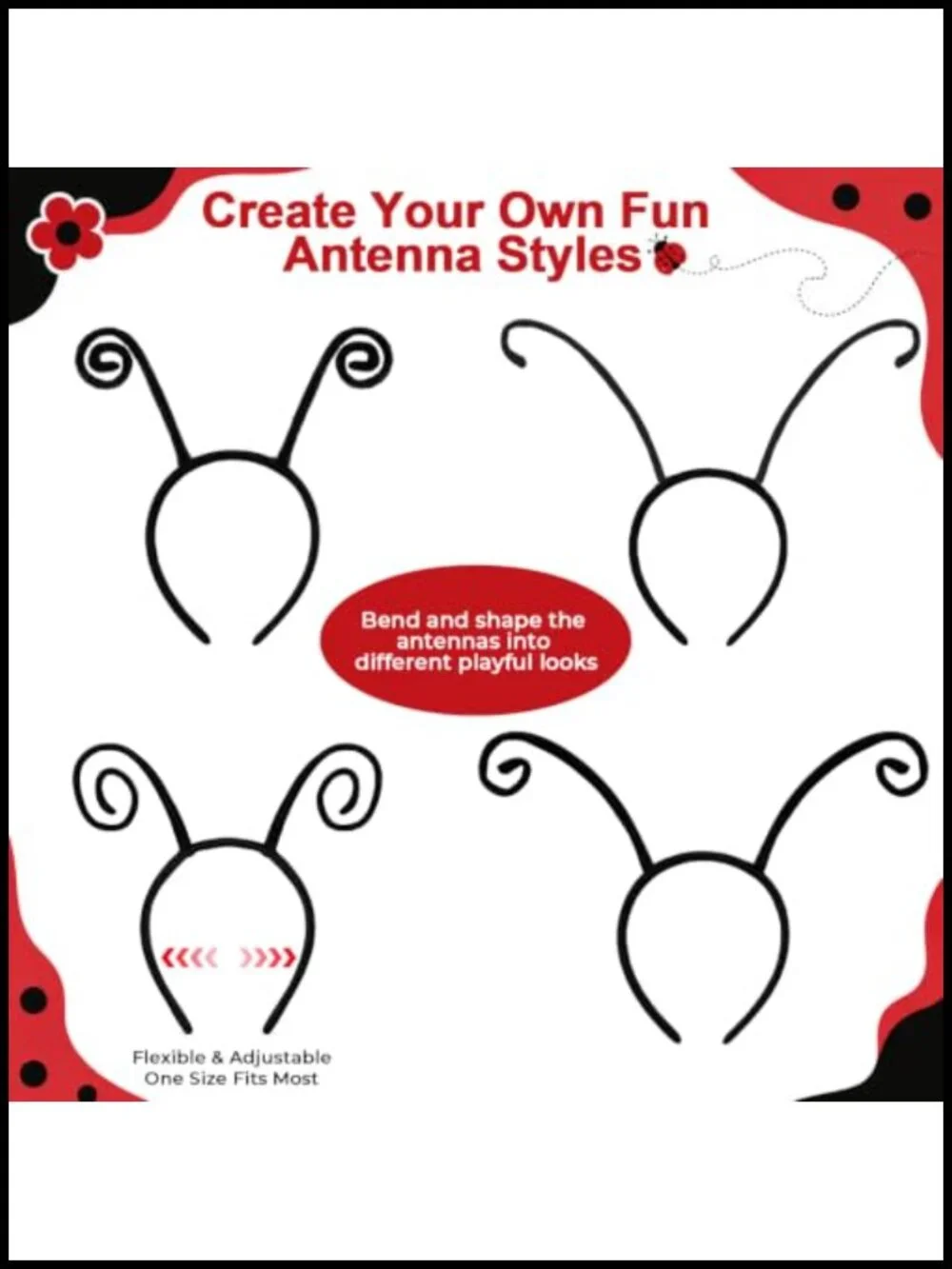 Ladybug Wings Costume Set with Antenna Headband - Halloween Insect Fairy